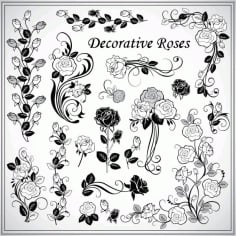 Decorative Rose Pattern Vector Design Download DXF File