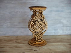 Decorative Vase Wooden Flower Stand Free Vector CDR File