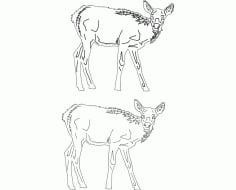 Deer Animal Line Drawings DXF File