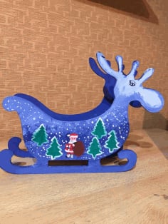 Deer Candy Dish Sleigh Candy Bowl Christmas Table Decoration Laser Cut CDR File
