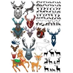Deer Drawing Set Animal Face Sticker Free Vector