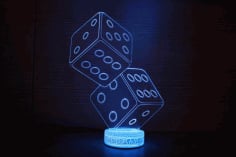 Dices Gifts Gambling 3D Night Lamp Home Decor CDR File