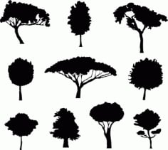 Different Trees Silhouette DXF Vectors File