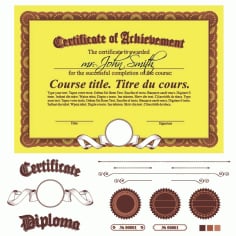 Diploma Certificate of Achievement Template and Ornaments Free Vector