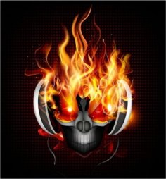 DJ Fire Skull Free Vector