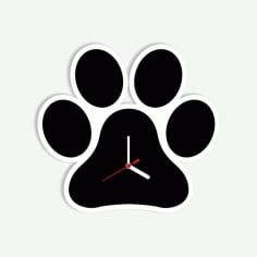 Dog Foot Print Wall Clock Design Vector DXF File