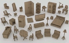 Doll Furniture with House CNC Laser Cutting Free CDR Vectors File