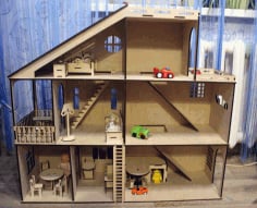 Doll House with Toy Car Parking Garage 4mm Free CDR File