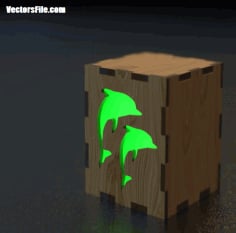 Dolphin Fish Laser Cut Wooden LED Lamp CDR File