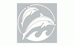 Dolphins Fish Template Silhouette CNC Router Free DXF File