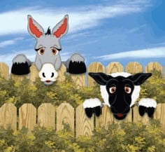 Donkey and Sheep Fence Peekers Fence Art Laser Cut Garden Decor CDR File