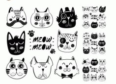 Doodle Cat Illustration Vector Art Free CDR Vectors File