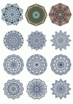 Doodle Circular Pattern Design Mandala Ornament CDR File
