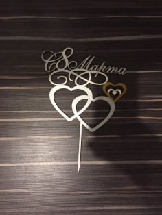 Double Heart Wedding Cake Topper CDR File