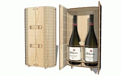 Double Wine Box Wooden Two Bottle Wine Gift Box Laser Cut CDR File