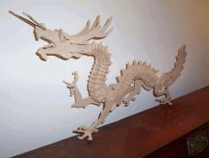 Dragon 3D Wood Craving CNC Router 3D Puzzle CDR File