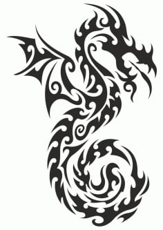 Dragon Flying Tattoo Sticker CDR Vectors File