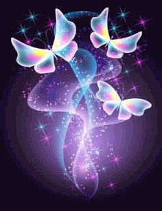 Dream Butterfly with Shiny Free Vector