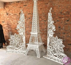 Eiffel and Lace CNC Laser Cutting Free CDR Vectors File