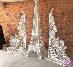 Eiffel Tower and Lace CNC Laser Cutting Free CDR File