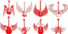 Electric Guitars with engraving wings CDR File
