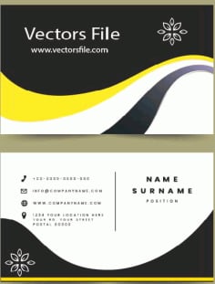 Elegant Bright Business Card Templates Design Curves Decor Vector File