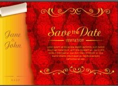 Elegant floral marriage invitation Card Vector File