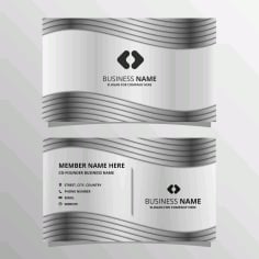 Elegant Silver Wave Business Card Template with Wavy Shapes Vector File