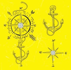 Elements Handdrawn Classical Various Symbols Compass Design Free Vector