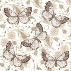 Elements of Butterfly and Flower Free Vector
