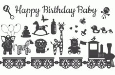 Engrave Baby Birthday Decorations CNC Laser Cutting CDR File