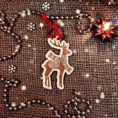 Engraved Christmas Animal Ornament Reindeer Decor Laser Cut CDR File