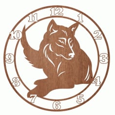 Engraved Wolf Wall Clock Laser Cut CDR File