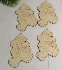 Engraved Wooden Christmas Magnets Laser Cut CDR File