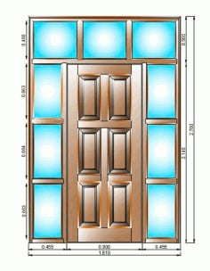 Entrance Doors With Glazed Surround in 2D Drawing DWG File
