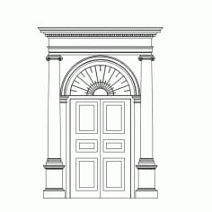 Entrance Doors With Pillars in 2D Drawing DWG File