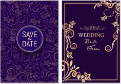 European Elegant Dark Curves Wedding Card Invitation Template CDR File