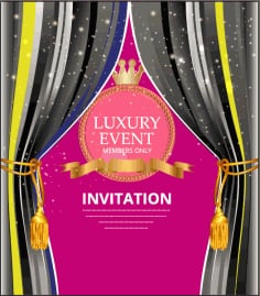 Event Invitation Card Crown Ribbon Icons Elegant Design Vector File