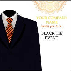 Event Invitation Card Template Suit Icon Black Free Vector