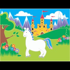 Fairytale Unicorn Landscape Vector SVG File