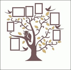 Family Tree Owl Photo Frames CNC Laser Cut Free CDR File