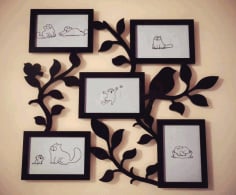 Family Tree With Photo Frames For Laser Cutting CNC Laser Cut Free CDR File