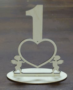 First Birthday Cake Topper Decor with Heart CDR File