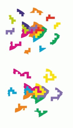 Fish Educational Puzzle Toy for Kids Vector Template SVG File
