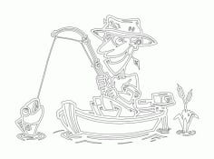 Fish Fisherman in boat CNC Router Free DXF File