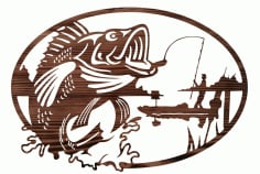 Fisherman Mural Wall Decor Laser Cutting Template Free CDR File