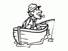 Fisherman with Cigar in boat CNC Router Free DXF File