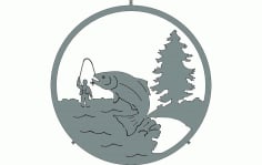 Fishing Silhouette Design CNC Router Free DXF File