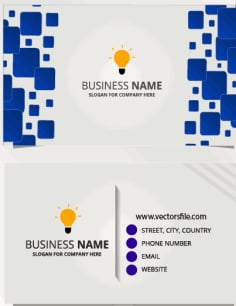Flat Business Card Template with Yellow Bulb Vector File