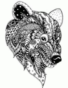 Floral Bear For Print Or Laser Engraving Machines Free Vector CDR File